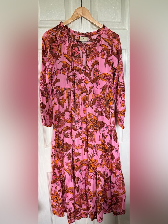 Tuckernuck Dresses & Skirts - Tuckernuck Pink Floral Maxi Dress with Orange and Brown Paisley Print